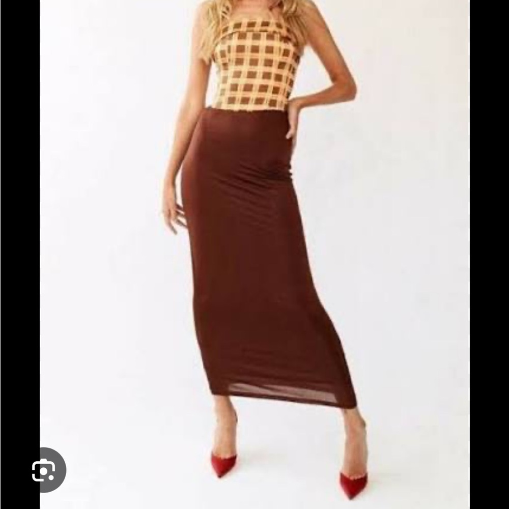With Jean Mason maxi skirt, brown, S